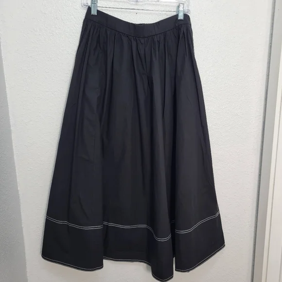 J Crew Contrast-stitch midi skirt in cotton poplin CI647 Size 8 NWT - Picture 4 of 7